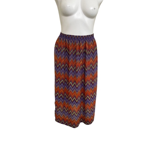 Vintage 90s Chevron BOHO Printed multicolored top / skirt set sz S/M - elastic - - Picture 11 of 11
